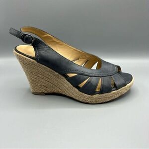 Franco Fortini Espadrille Wedge Leather Slingback Sandals